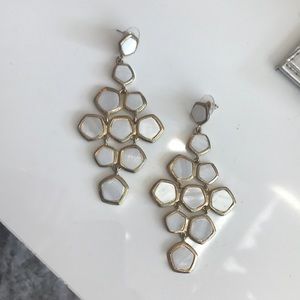Gold and white chandelier earrings